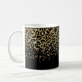 Black Gold Leopard Print Glitzer Overlay Trendy Kaffeetasse