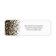 Black Gold Leopard Print Glitzer Rücksendeadresse