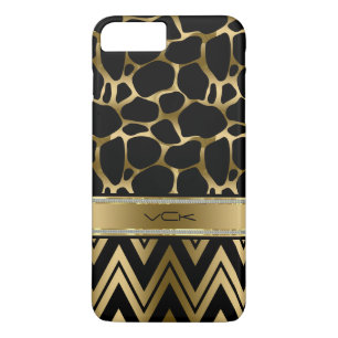 Black & Gold Leopard Print & Zigzag Zickzack Case-Mate iPhone Hülle