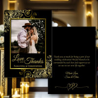 Black & Gold Liebe & Danke Foto & Note Wedding