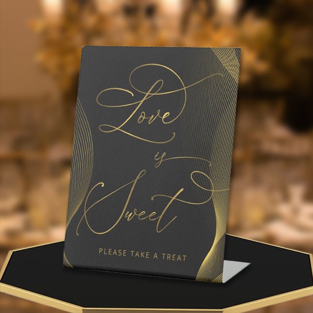 Black & Gold Liebe ist süß nehmen eine Leckerei Ge Sockelschild (Von Creator hochgeladen)