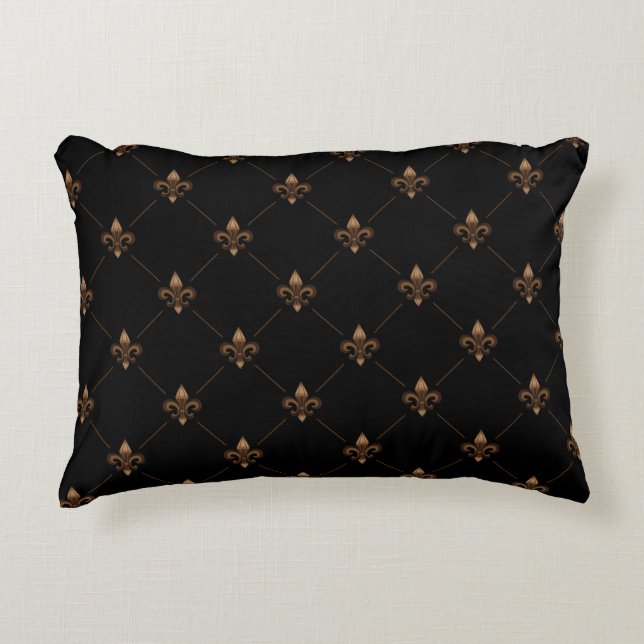 Black Gold Lilie Elegantes Luxusmuster Dekokissen (Vorderseite)