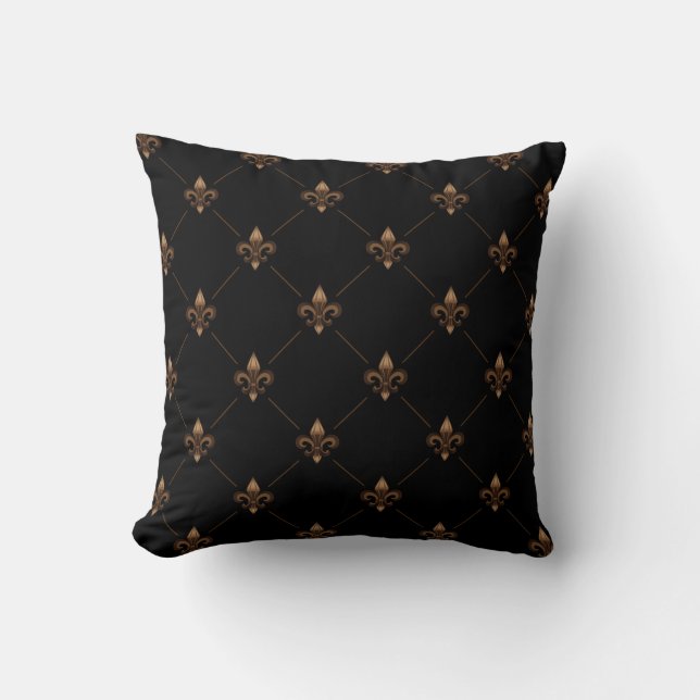 Black Gold Lilie Elegantes Luxusmuster Kissen (Vorderseite)