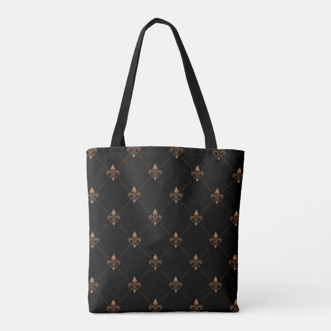Black Gold Lilie Elegantes Luxusmuster Tasche (Rückseite)