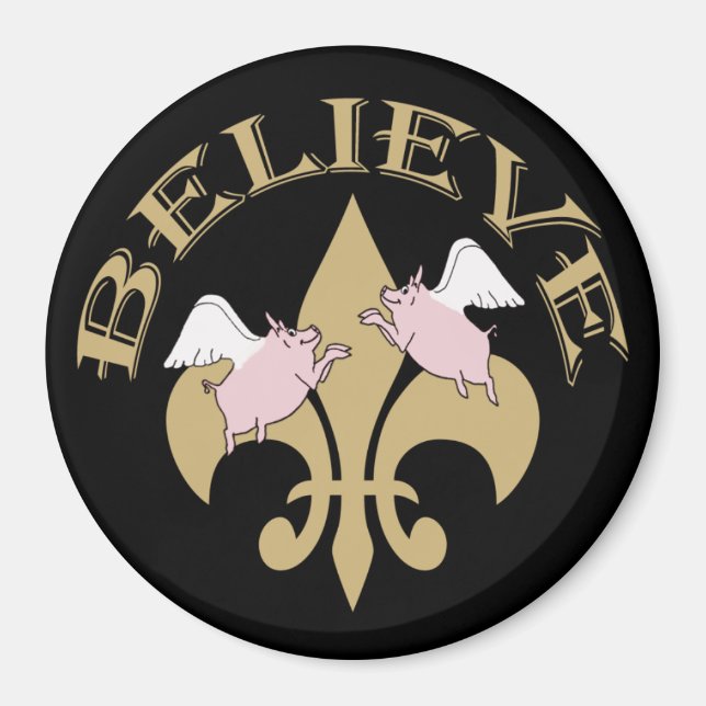 Black Gold Lilie Flying Schweine Magnet (Vorne)