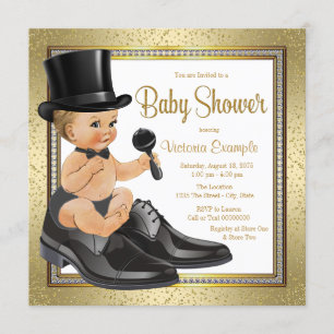 Black Gold Little Man Baby Shower Einladung