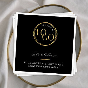 Black & Gold Logo Corporate Business Event Brandin Serviette