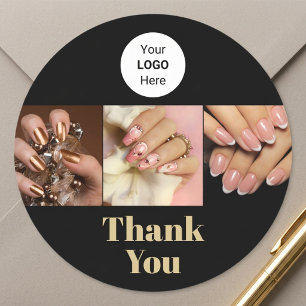 Black Gold Logo Foto Nagelstudio Danke Runder Aufkleber