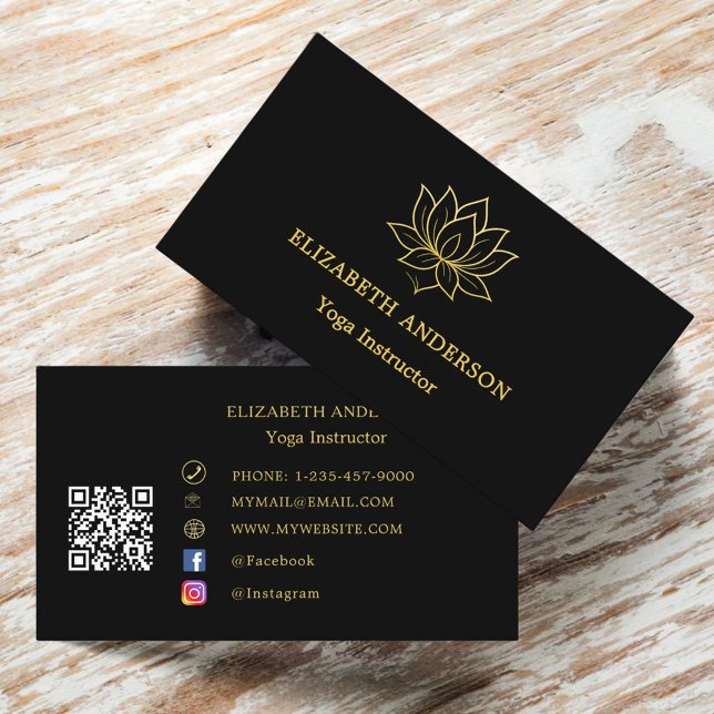 Black gold lotus flower Yoga Instructor Visitenkarte (Von Creator hochgeladen)