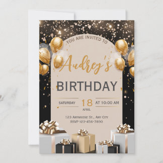 Black Gold Luxury Birthday Einladung