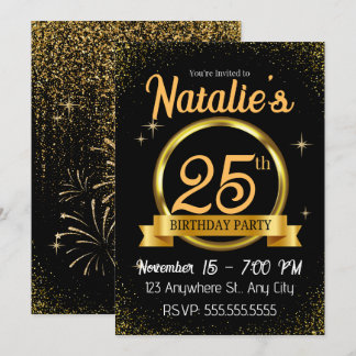 Black Gold Luxury Bonne Invitation de fête d'anniv