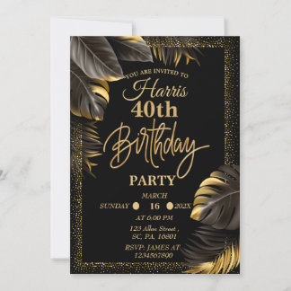 Black Gold Luxury Geburtstagsparty Einladung