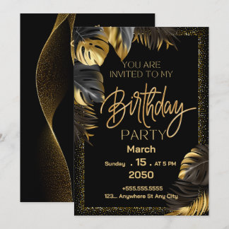 Black Gold Luxury Happy Birthday Party Einladung