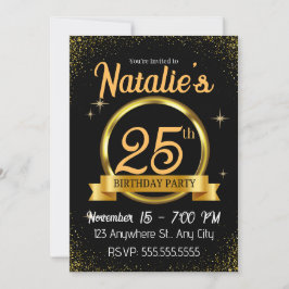 Black Gold Luxury Happy Birthday Party Einladung