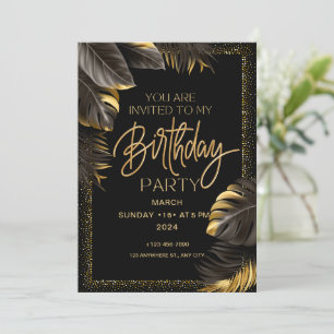 Black Gold Luxury Happy Birthday Party Einladung