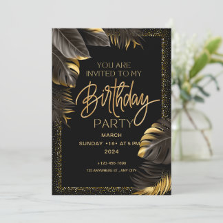 Black Gold Luxury Happy Birthday Party Einladung
