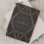 Black Gold Luxury Modern Minimal Abstrakt iPad Pro Cover<br><div class="desc">Ein cooler luxuriöser,  abstrakter iPad-Cover mit geometrischer Schwarz- und Goldgestaltung. Personalisieren Sie Ihre Monogramm und Ihren Namen.</div>
