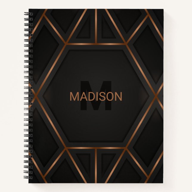 Black Gold Luxury Modern Minimal Abstrakt Notizbuch (Vorderseite)