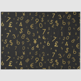Black Gold Luxury Numbers Währungssymbole Muster Seidenpapier