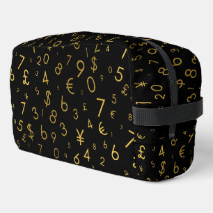 Black Gold Luxury Numbers Währungssymbole Muster Waschbeutel