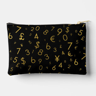 Black Gold Luxury Numbers Währungssymbole Muster Zubehörtasche