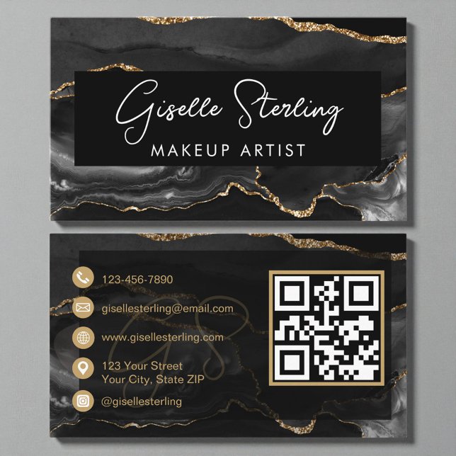 Black Gold Makeup Artist QR Code  Visitenkarte (Von Creator hochgeladen)
