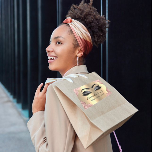 Black Gold Makeup Glitzer Lashes Packaging Rechteckiger Aufkleber (Black Gold Makeup Glitter Lashes Packaging Rectangular Sticker)