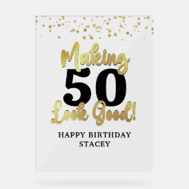 Black Gold Making AGE sehen gut Name Confetti Acrylschild