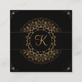 Black Gold Mandala Elegant Yoga Instructor Quadratische Visitenkarte
