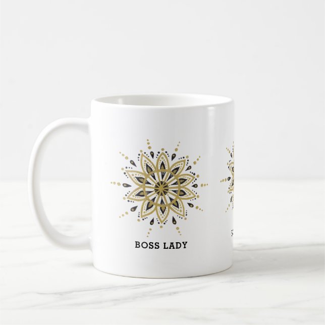 Black & Gold Mandala Kaffeetasse (Links)