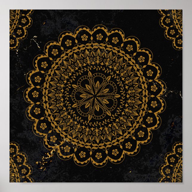 Black gold mandala poster (Vorne)