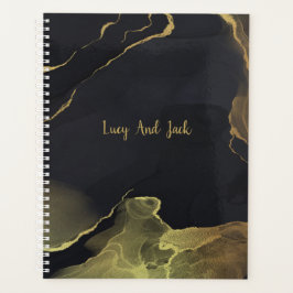 Black & Gold Marble 3 Ring Binder Planer
