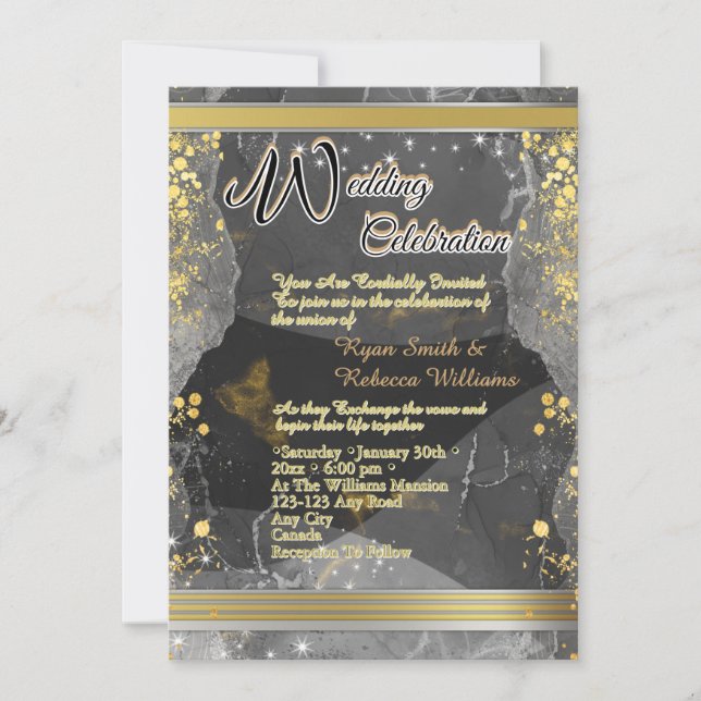 Black & Gold Marble Flat Card  (Vorderseite)