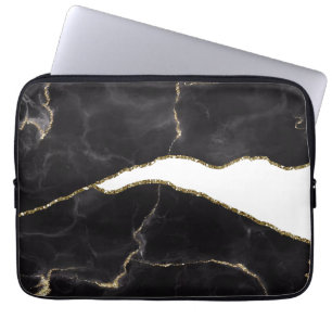 Black Gold Marmor Agate Glam Laptopschutzhülle