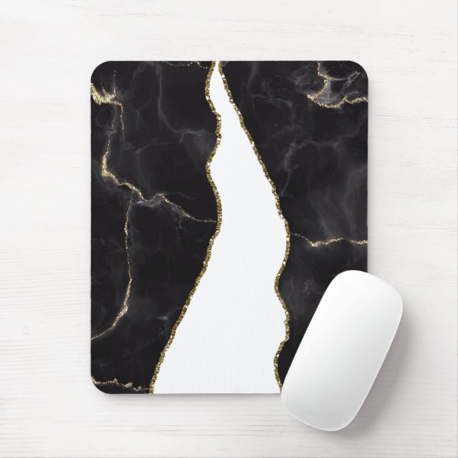 Black Gold Marmor Agate Glam Mousepad (Mit Mouse)
