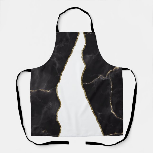 Black Gold Marmor Agate Glam Schürze (Vorderseite)