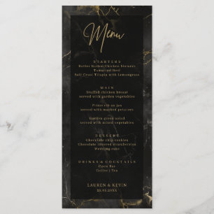 Black Gold Marmor bei Hochzeitsmenü Karte