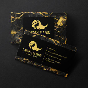 Black Gold Marmor Friseur Haarstudio Visitenkarte