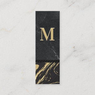 Black Gold Marmor Monogramm mit Gravur Mini Visitenkarte