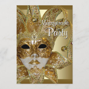 Black Gold Masquerade Party Einladung