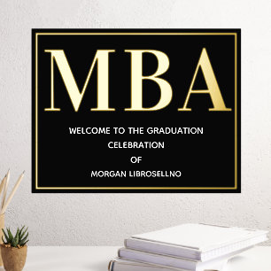 Black Gold MBA Abschluss Willkommen Foliendrucke