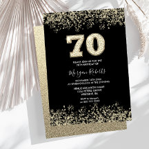 Black & Gold Mens Frauen 70. Geburtstagsparty