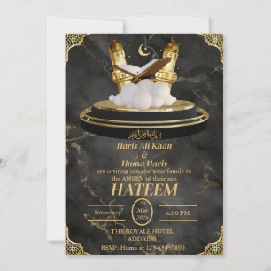 Black & Gold mignon musulman Kid Ameen Invitation