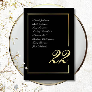 Black Gold Minimal Fett Skripttypografie Hochzeit Tischnummer