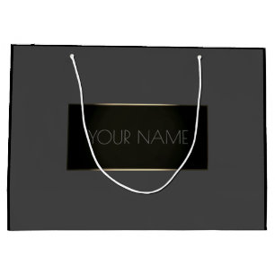 Black Gold Minimaler Name Luxus Branding Grau Große Geschenktüte
