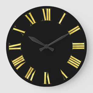 Black Gold Minimalismus römische Zahlen Große Wanduhr