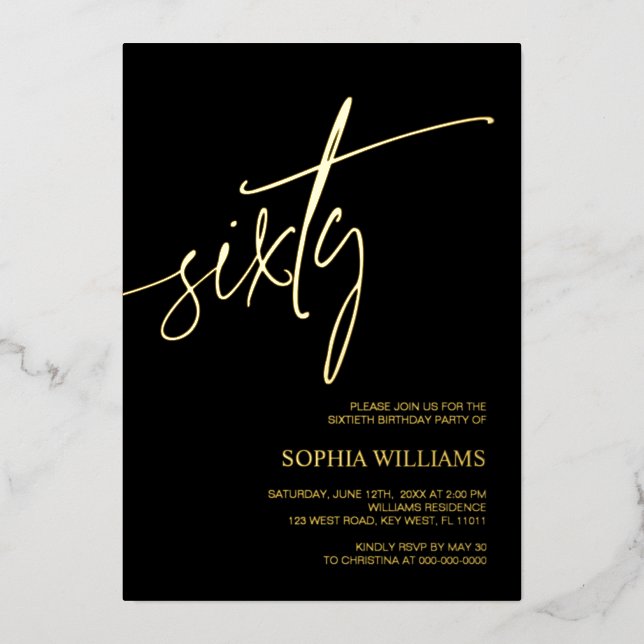 Black & Gold Minimalist Invitation 60e anniversair (Recto)