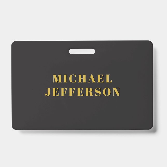 Black & Gold Minimalist Plain Modern Own Name Ausweis (Vorderseite)
