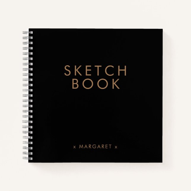 Black Gold Minimalistisches Personalisiertes Sketc Notizbuch (Vorderseite)
