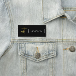 Black Gold Mit Monogramm Initialen Script Typograf Namensschild